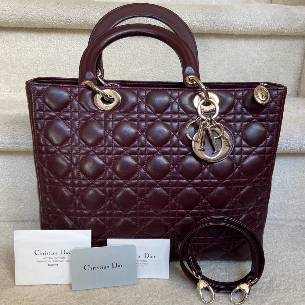 authentic christian dior large lady dior cannage bag